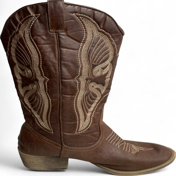 Coconuts Matisse Brown Faux Leather Western Cowgirl Cowboy Boots Women's 11 M - Picture 6 of 13